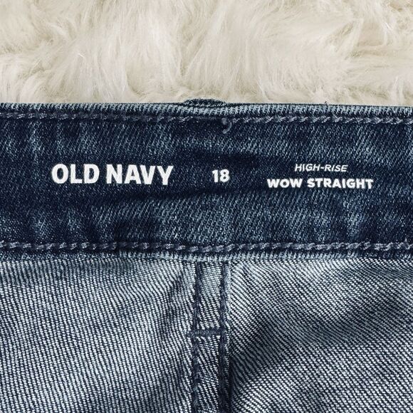 Old Navy High Rise Wow Straight Jeans Plus 18 (39x29) Blue Denim Stretch Womens - Picture 3 of 9